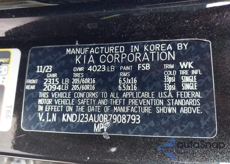 2024 Kia Soul S z USA, uszkodzony, nr VIN KNDJ23AU0R7908793